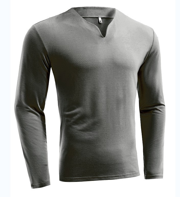 Herren nan Langarmshirt mit V-Ausschnitt Slim Fit Baumwollmix und elastischem Komfortbund Echo Archiv