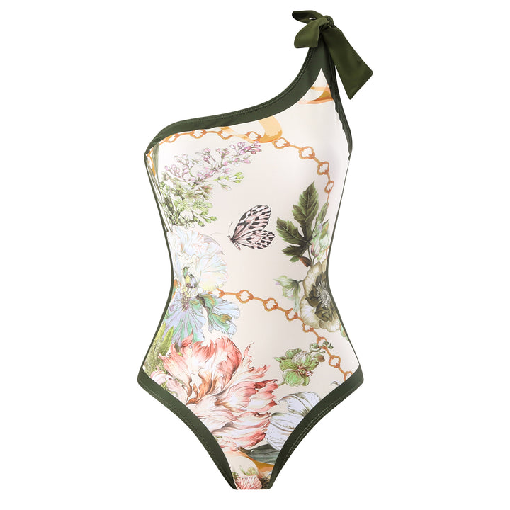 Damen Einteiler Badeanzug mit asymmetrischem Schnitt und elegantem Wickelrock Echo Archiv