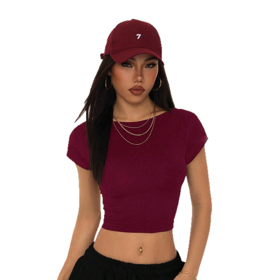 Damen Crop-Top mit breitem Ausschnitt und körperbetontem Schnitt Echo Archiv
