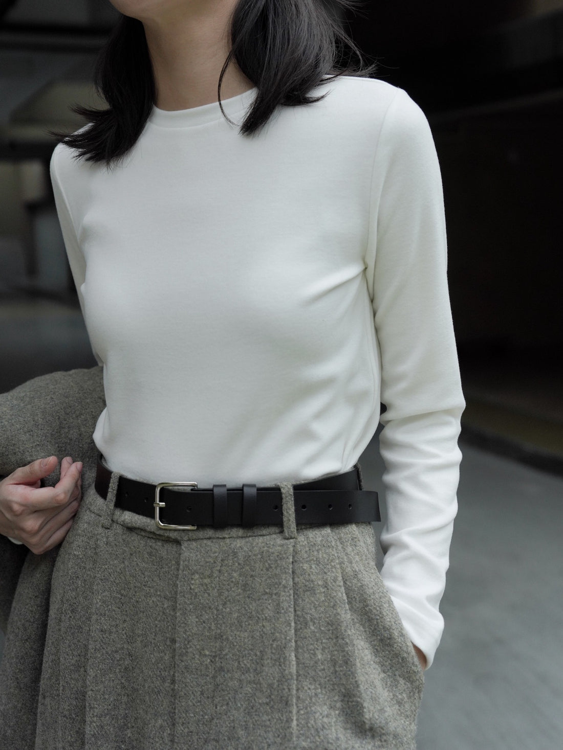 Damen Feiner Rundhals-Pullover aus Baumwoll‑Mix mit leicht taillierter Silhouette Echoarchiv