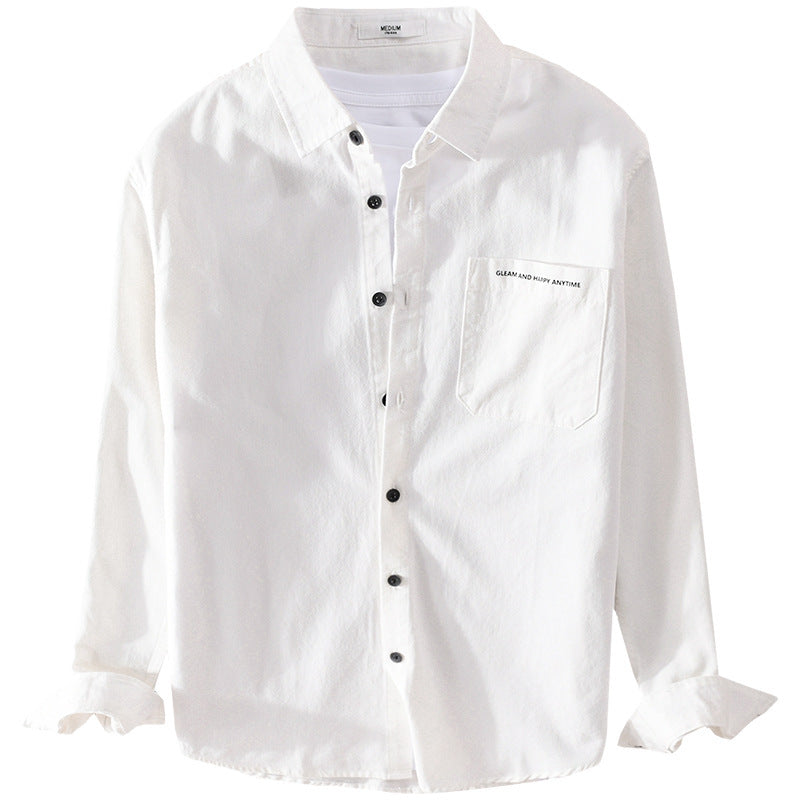 Herren Leichtes Baumwoll-Langarmhemd im Overshirt‑Stil mit Pattentasche und kontrastreichen Knöpfen Echoarchiv