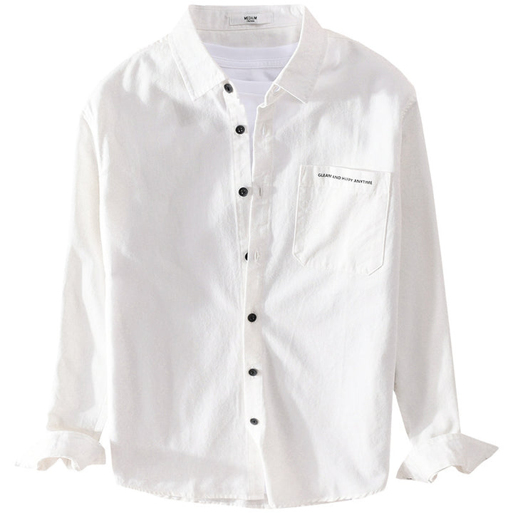 Herren Leichtes Baumwoll-Langarmhemd im Overshirt‑Stil mit Pattentasche und kontrastreichen Knöpfen Echoarchiv