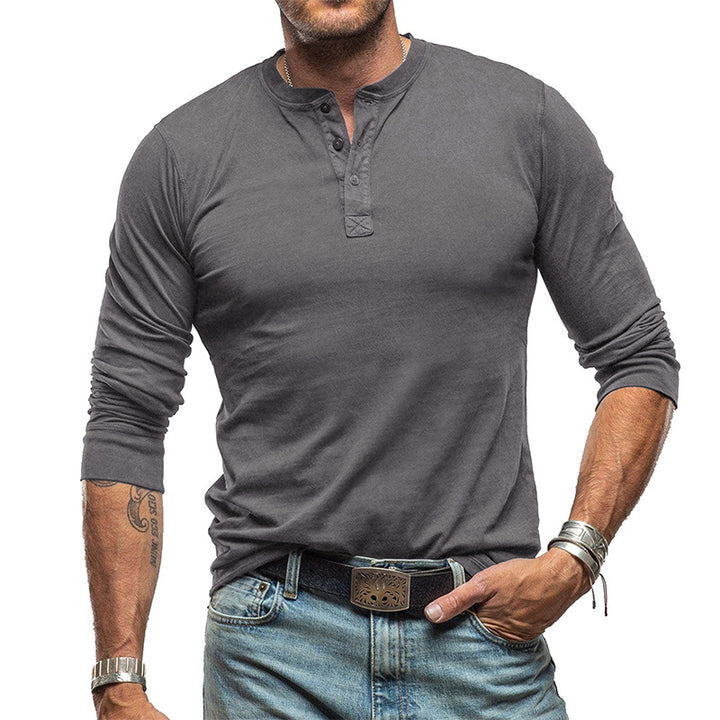 Herren Langarmshirt mit Knopfleiste und feiner Struktur Echoarchiv