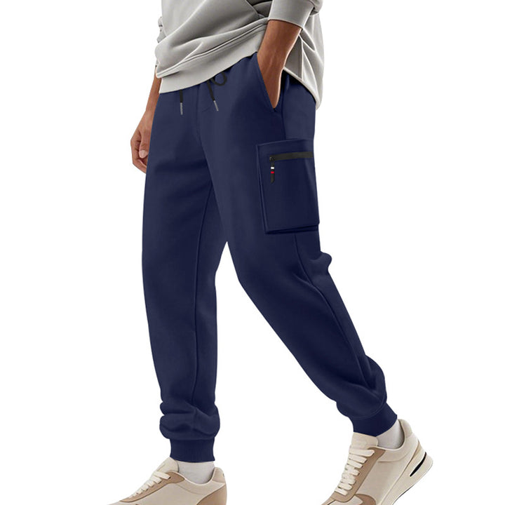 Herren Cargo-Jogginghose mit Reißverschluss-Cargotasche, elastischem Bund und geripptem Saum – Bravaro