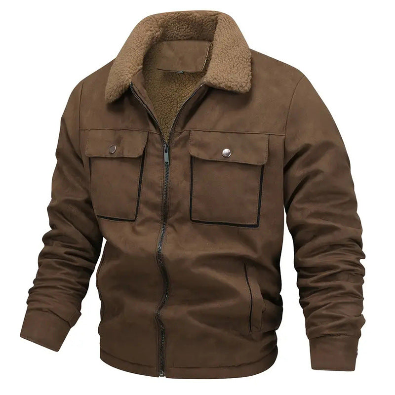 Herren nan gefütterte Pilotjacke mit Teddyfell-Innenfutter, Brustklappen und durchgehendem Reißverschluss Echo Archiv