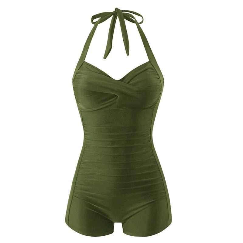 Damen Halterneck Badeanzug mit schmeichelnder Raffung Echo Archiv