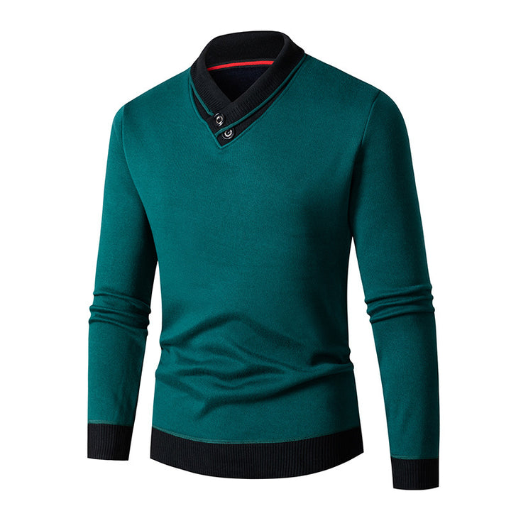 Herren eleganter V-Ausschnitt Pullover mit modischem Kragen Echoarchiv