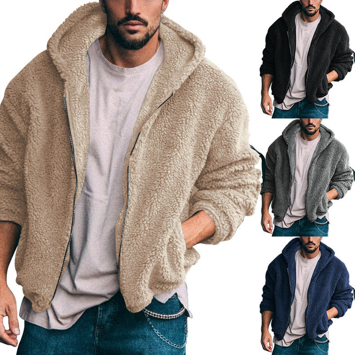 Herren kuschelige Fleecejacke mit großzügiger Kapuze und Reißverschluss Echoarchiv