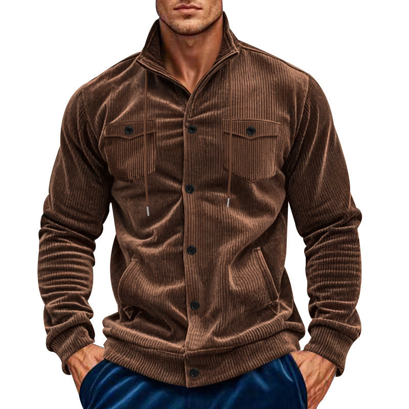 Herren strapazierfähige Cordjacke mit praktischen Taschen und verstellbarem Kragen Echoarchiv
