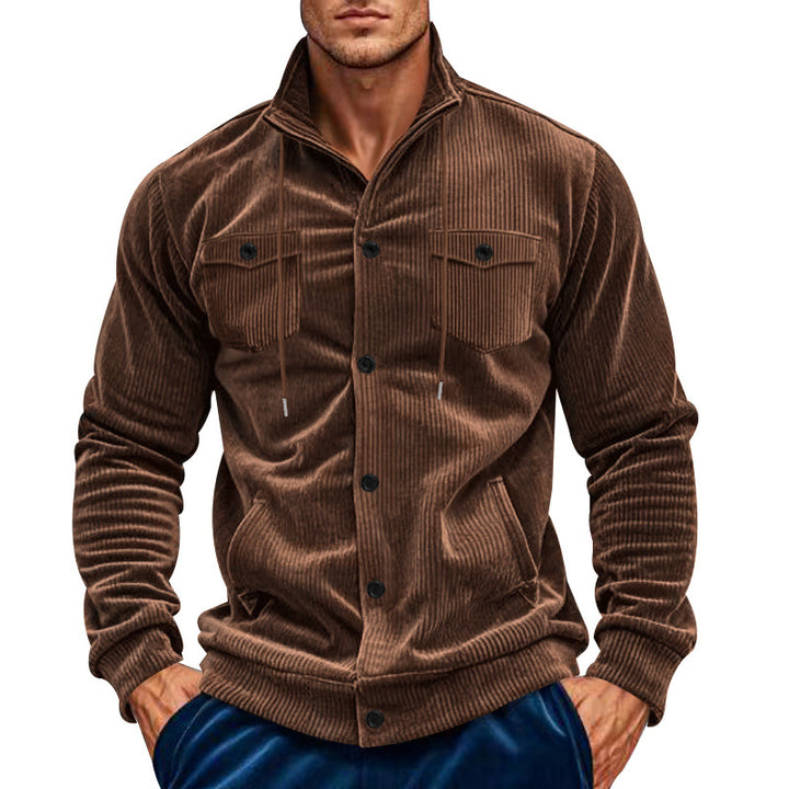 Herren strapazierfähige Cordjacke mit praktischen Taschen und verstellbarem Kragen Echoarchiv