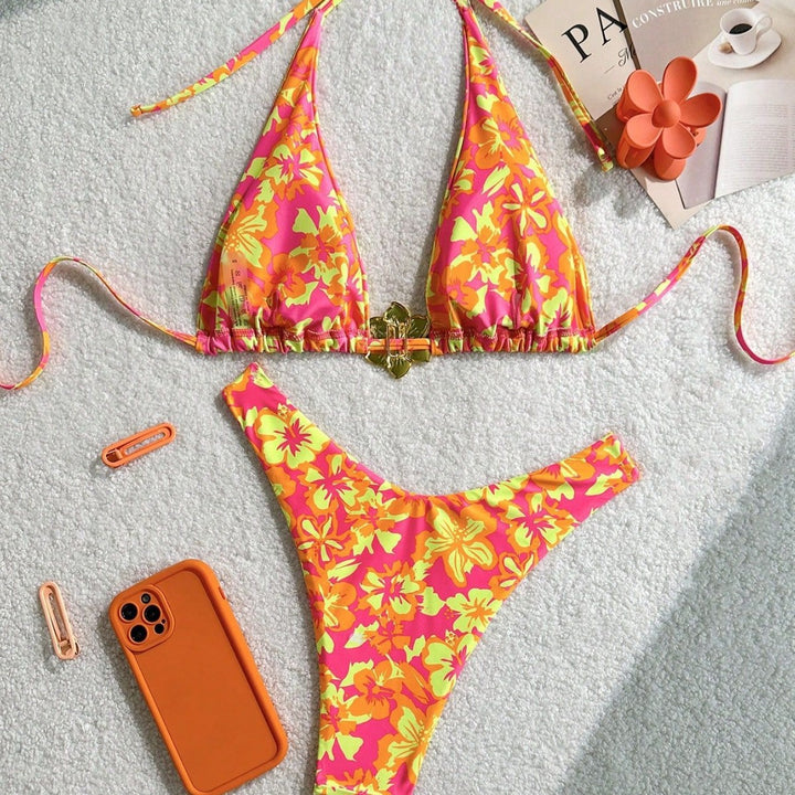 Damen Triangel-Bikini mit verspieltem Blumenmuster Echo Archiv