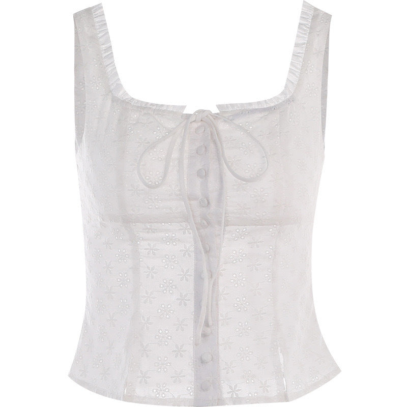 Damen trendiges Top mit nostalgischem Spitzen-Design und schmalen Trägern Echo Archiv