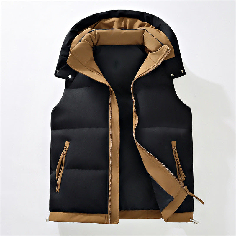 Damen Urban Puffer Weste mit abnehmbarem Kapuze, kontrastierendem Besatz und verdecktem Zwei-Wege-Reißverschluss – Avérine