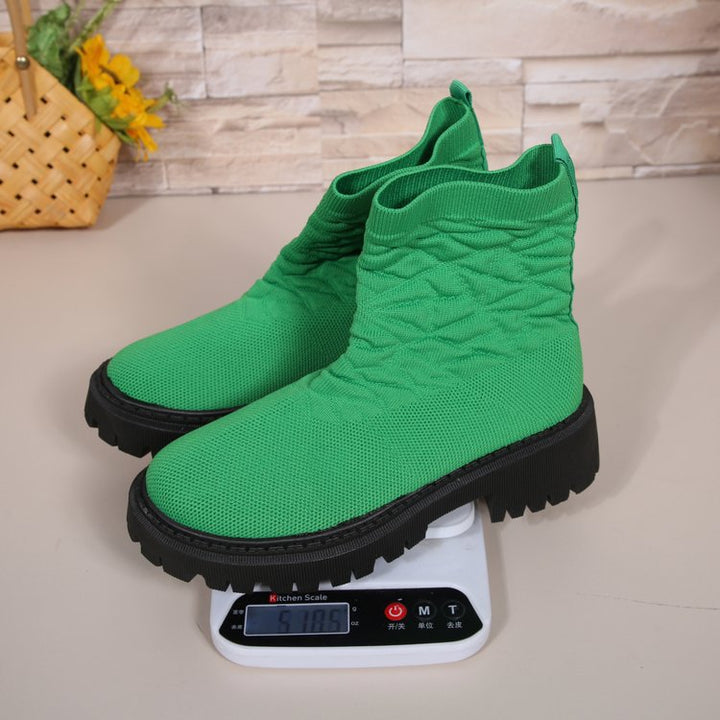 Damen Strick‑Sock‑Boots mit elastischem Schaft und grober Lug‑Sohle Echo Archiv