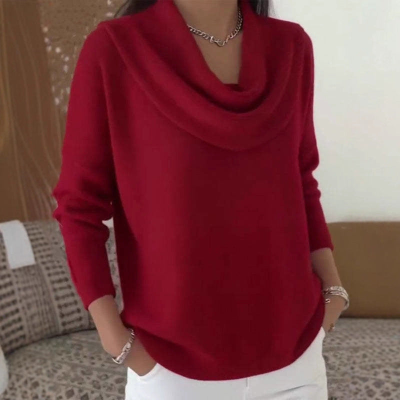 Damen Stylischer Bootcut Pullover mit Wasserfall-Ausschnitt Echo Archiv