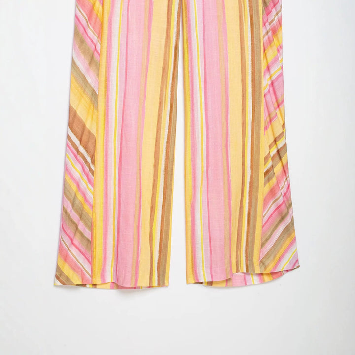 Damen Weite Highwaist Palazzohose mit mehrdimensionalem Streifenmuster Echo Archiv