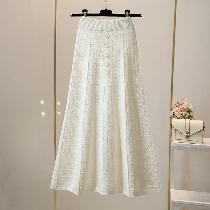 Damen Eleganter Maxirock mit Knopfdetails und strukturiertem Design Echo Archiv