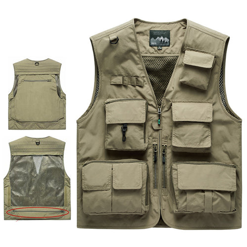 Herren Outdoor-Mehrfachtaschenweste im Anglerstil mit luftiger Mesh‑Rückenpartie und Schnellzugriffstaschen – Marzano