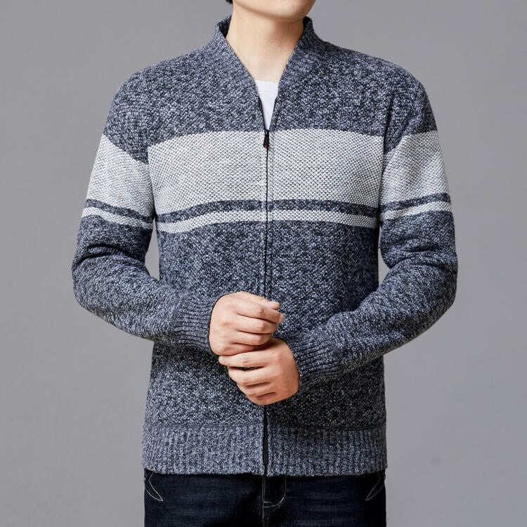 Herren Strickjacke mit modernem Zipper und strukturiertem Design Echoarchiv