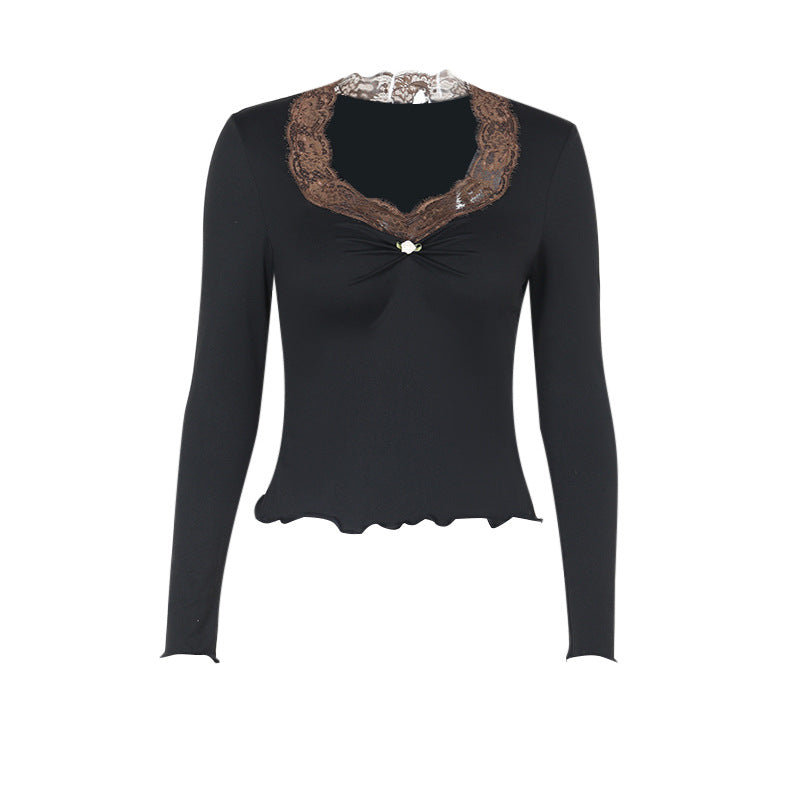 Damen Langarmshirt mit eleganter Spitze und verspieltem Detail Echo Archiv