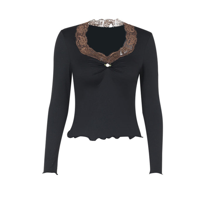 Damen Langarmshirt mit eleganter Spitze und verspieltem Detail Echo Archiv