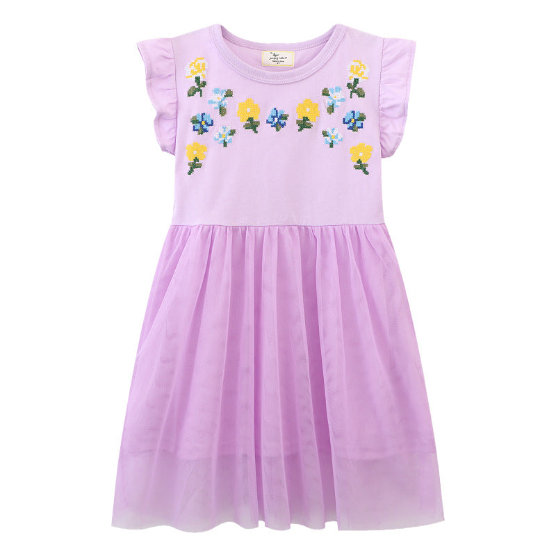 Mädchen Kleid mit zauberhaften Blumenapplikationen Echo Archiv