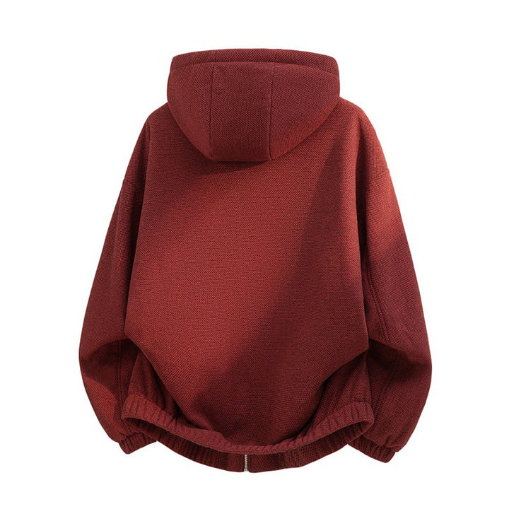 Damen Oversized Fleecejacke mit Kapuze und karierter Innenverkleidung – Célinea