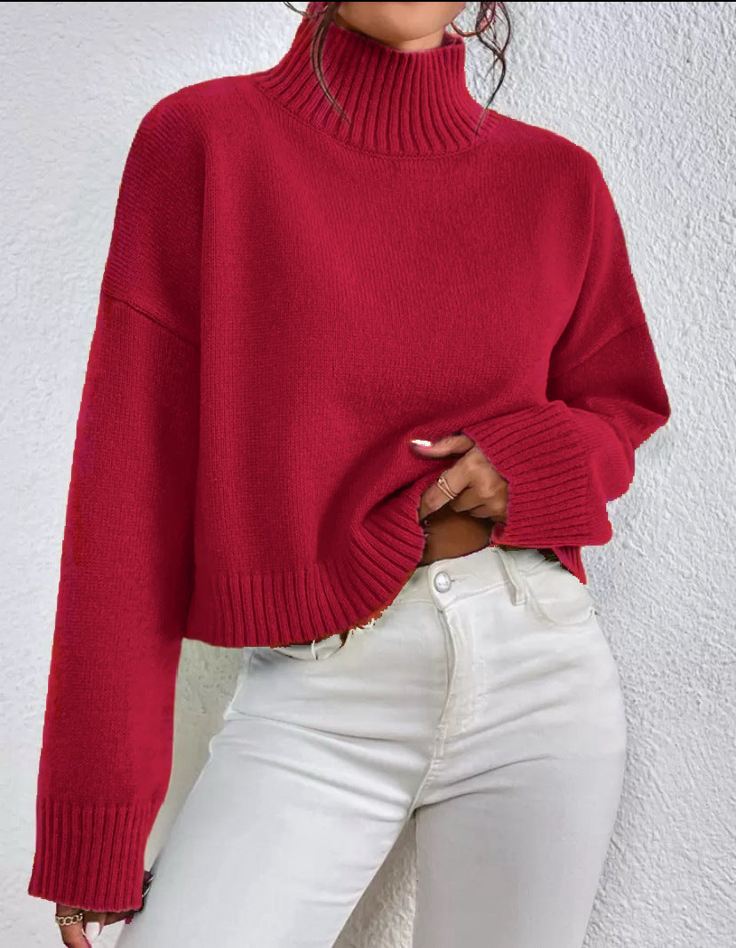 Damen modischer Kragenpullover aus weicher Wolle Echoarchiv