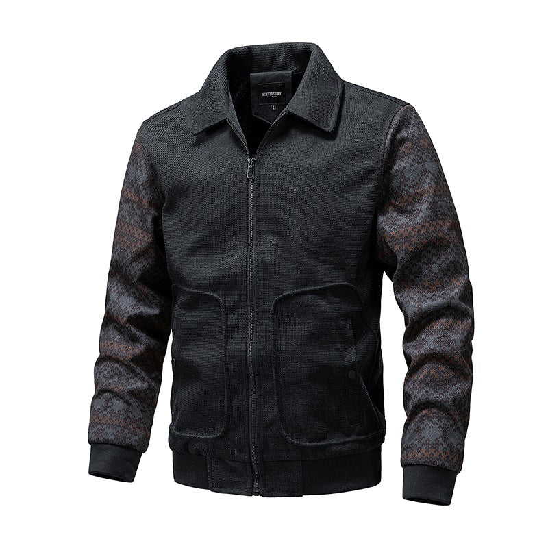 Herren Strick-Blousonjacke mit Reißverschluss, geripptem Saum & Norwegerärmeln Echoarchiv