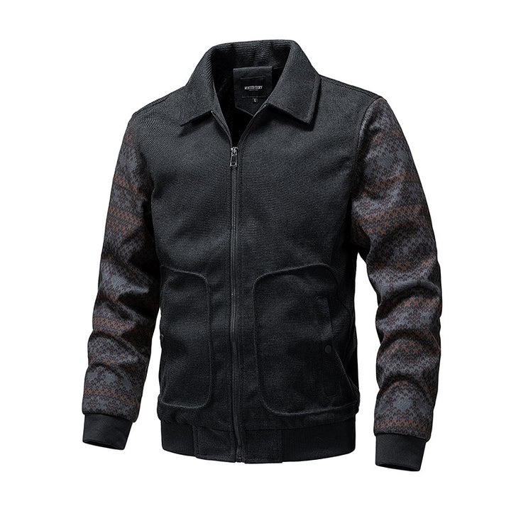 Herren Strick-Blousonjacke mit Reißverschluss, geripptem Saum & Norwegerärmeln Echoarchiv