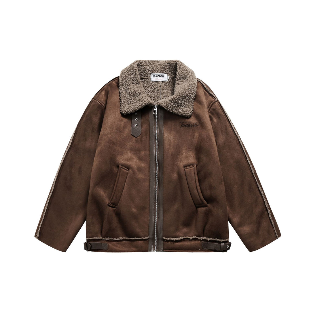 Herren Flieger‑Lederblouson mit Lammfellkragen und verstellbarem Saum Echoarchiv