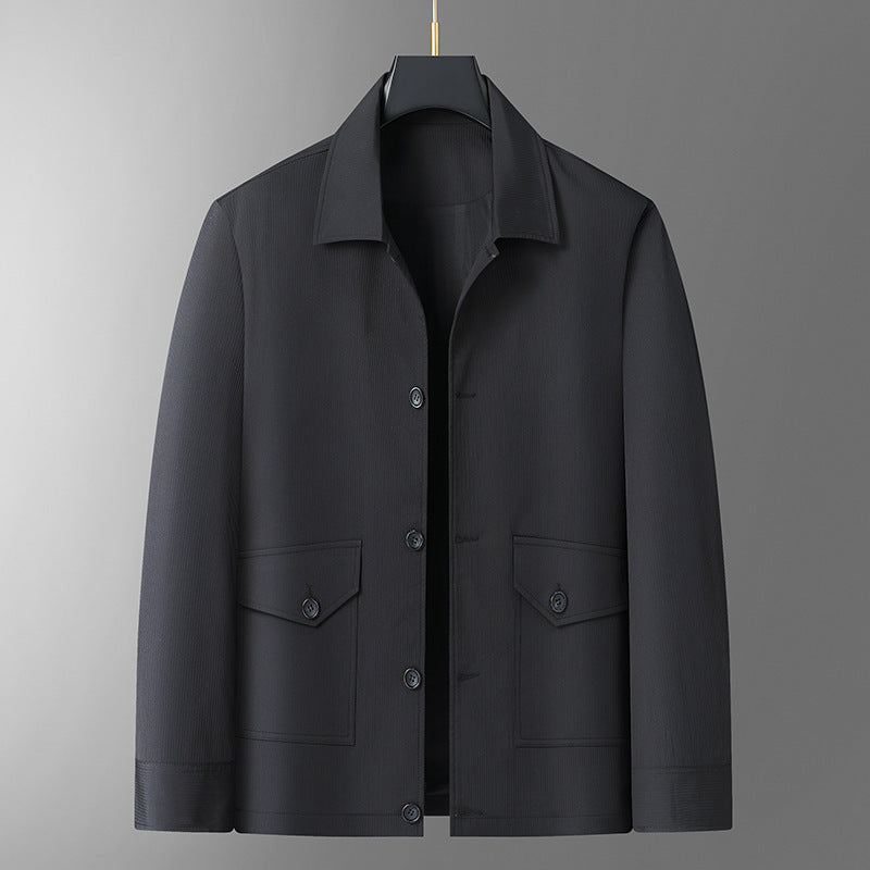 Herren Übergangsjacke im Overshirt‑Stil mit Hemdkragen und aufgesetzten Pattentaschen – Taviero
