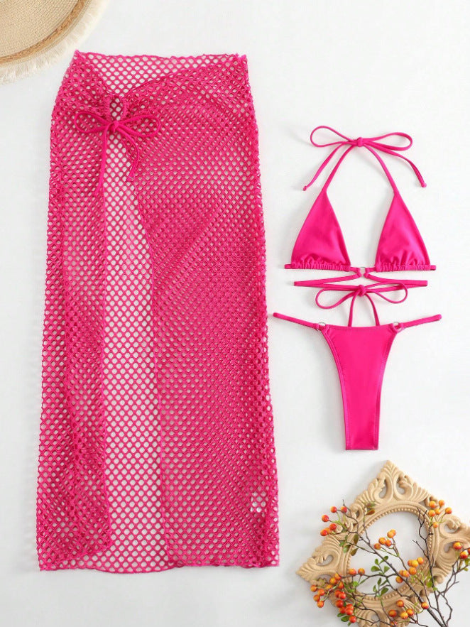 Damen Bikini-Set mit transparentem Netzrock und Triangel-Oberteil Echo Archiv