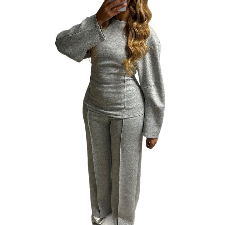 Damen nan weiches Lounge-Set mit tailliertem Sweatshirt, formgebenden Nahtdetails und weitem Palazzohosen-Bein Echo Archiv