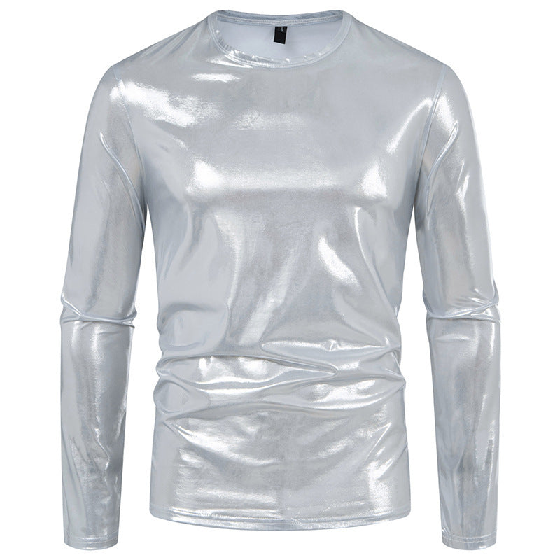 Herren stylisches Langarmshirt aus glänzendem Material Echoarchiv