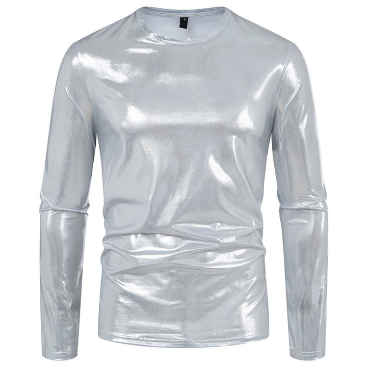 Herren stylisches Langarmshirt aus glänzendem Material Echoarchiv