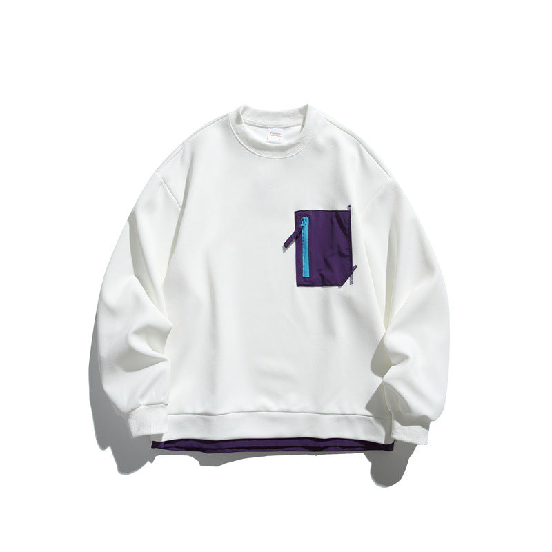 Unisex Oversize-Sweatshirt mit kontrastierter Reißverschluss-Brusttasche und doppellagigem Saum Echoarchiv