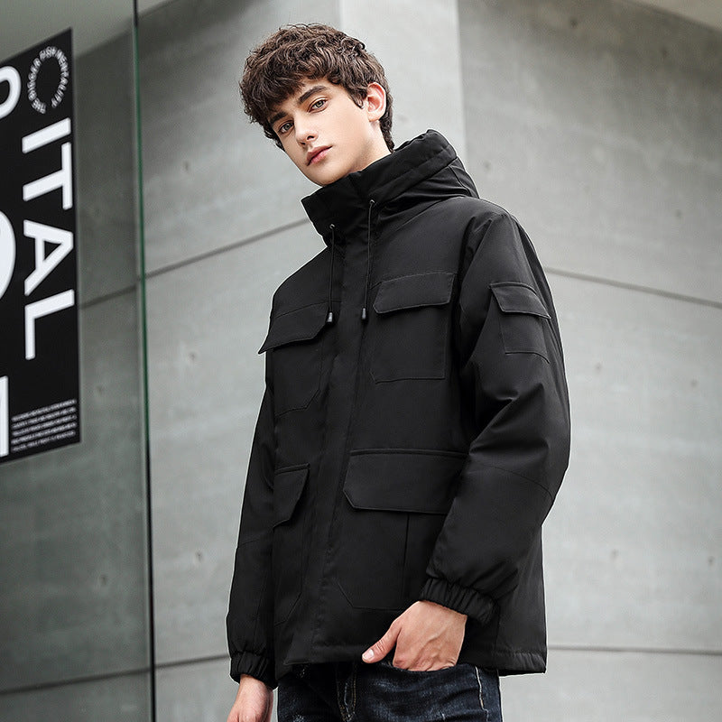 Herren wetterfeste Utility-Jacke mit Kapuze und Taschen Echoarchiv