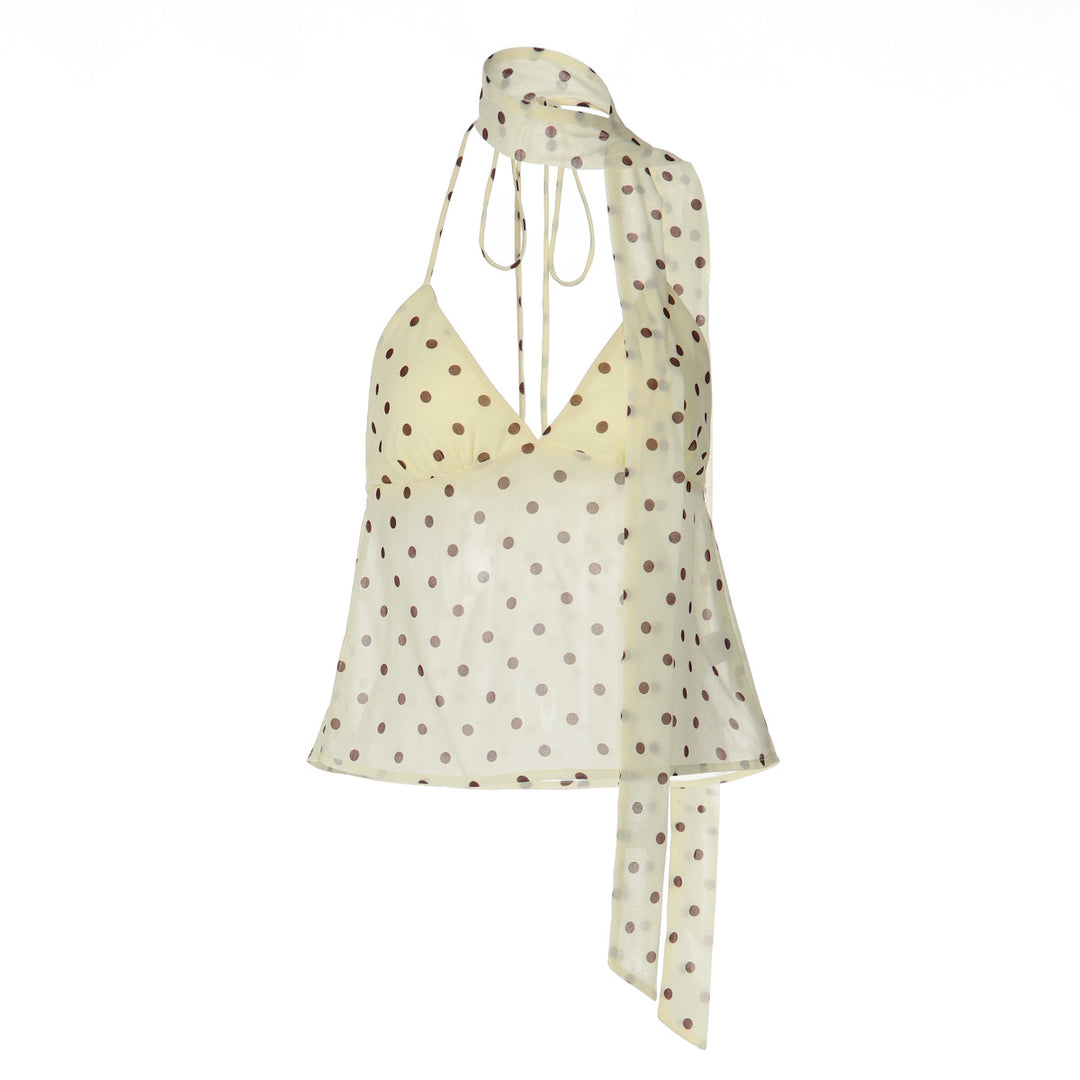 Damen Verspieltes Polka Dot Top mit Halter-Design und schickem Bindedetail Echo Archiv