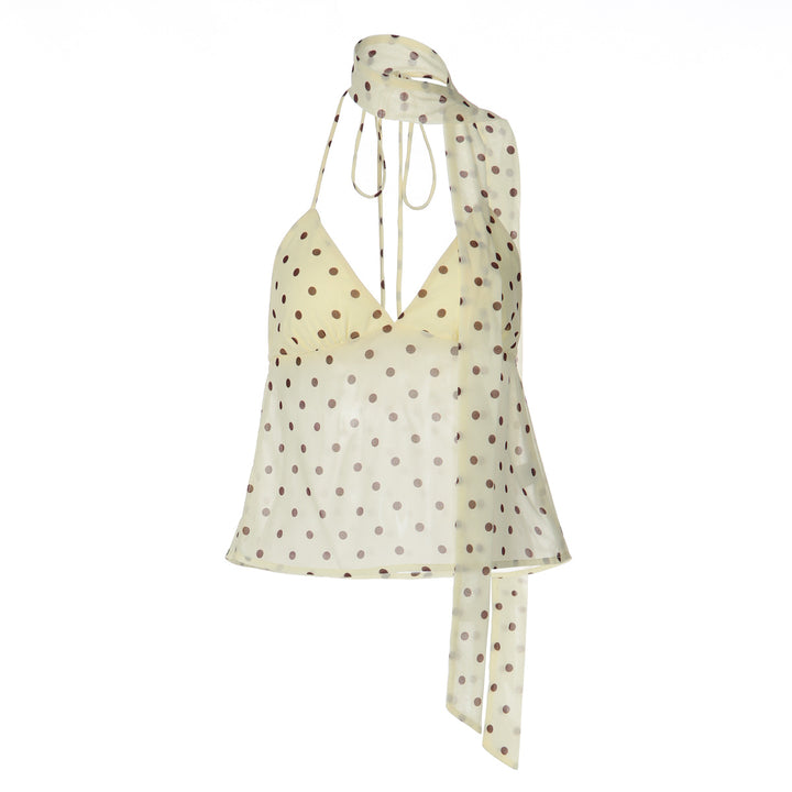 Damen Verspieltes Polka Dot Top mit Halter-Design und schickem Bindedetail Echo Archiv