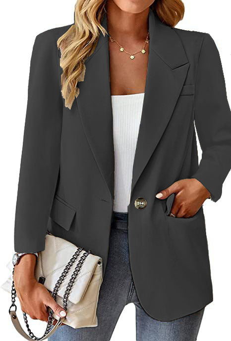 Damen nan taillierter Blazer mit Ein-Knopf-Verschluss Reverskragen und Pattentaschen Echo Archiv