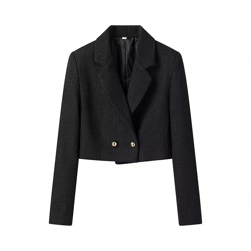 Damen Kurz geschnittener Bouclé-Blazer mit taillierter Silhouette und Doppelknopf Echo Archiv