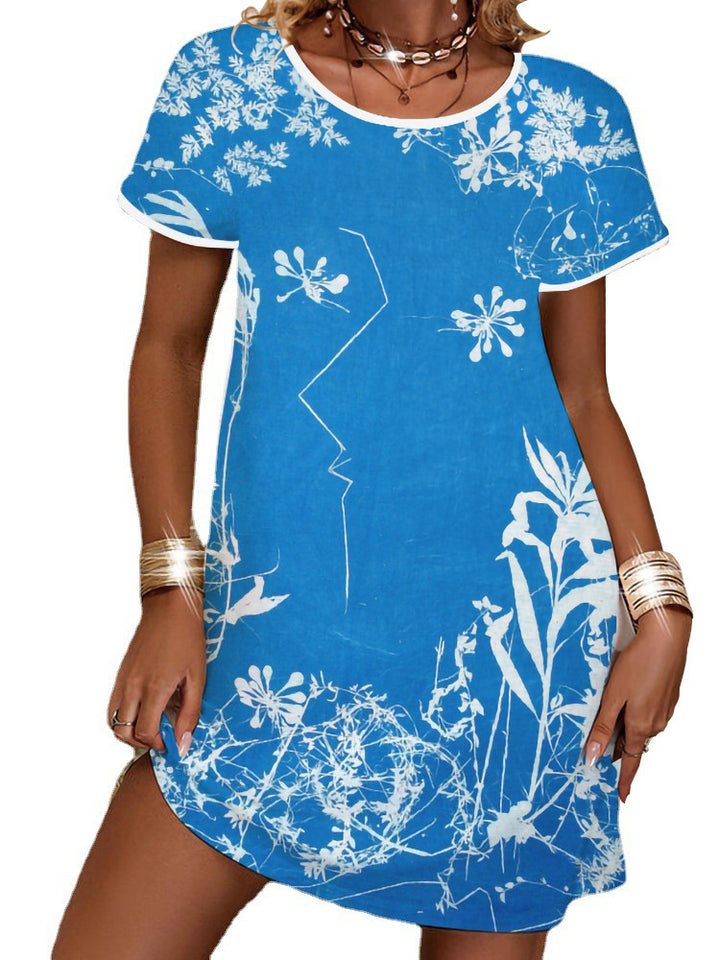 Damen Sommerliches T-Shirt-Kleid mit floralem Print Echo Archiv
