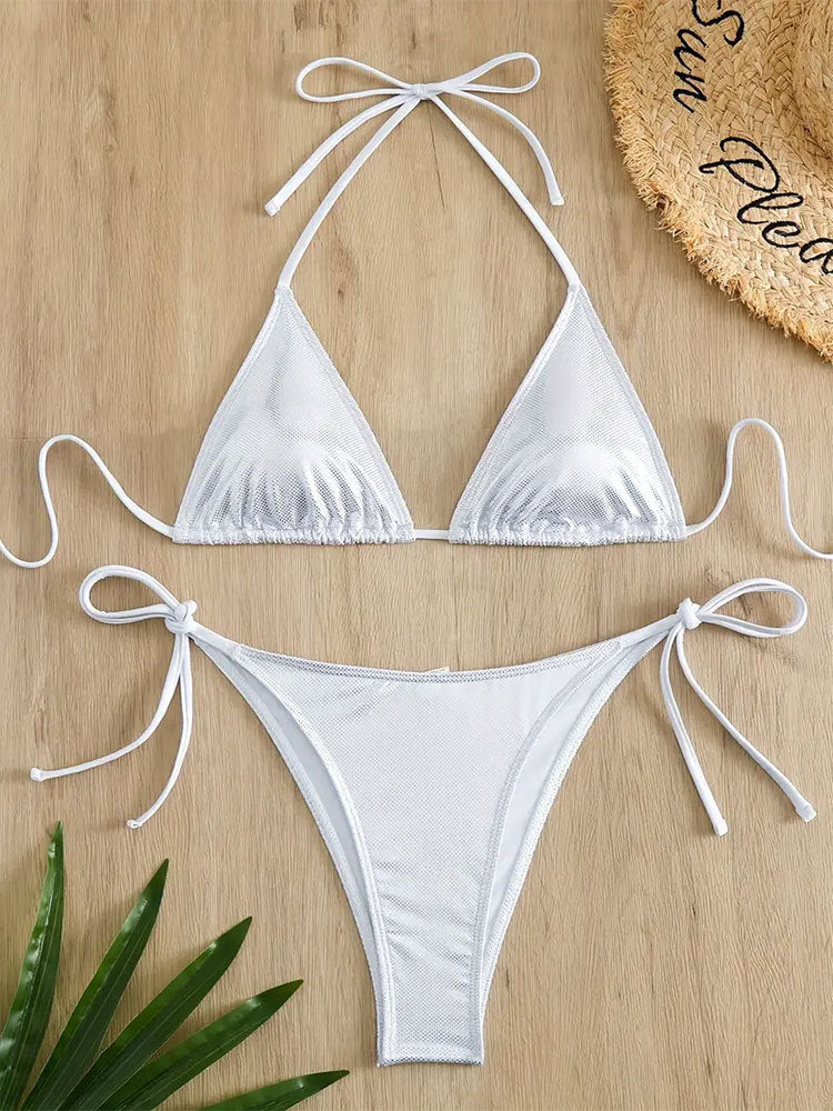 Damen Triangel-Bikini mit glitzerndem Netzdesign Echo Archiv