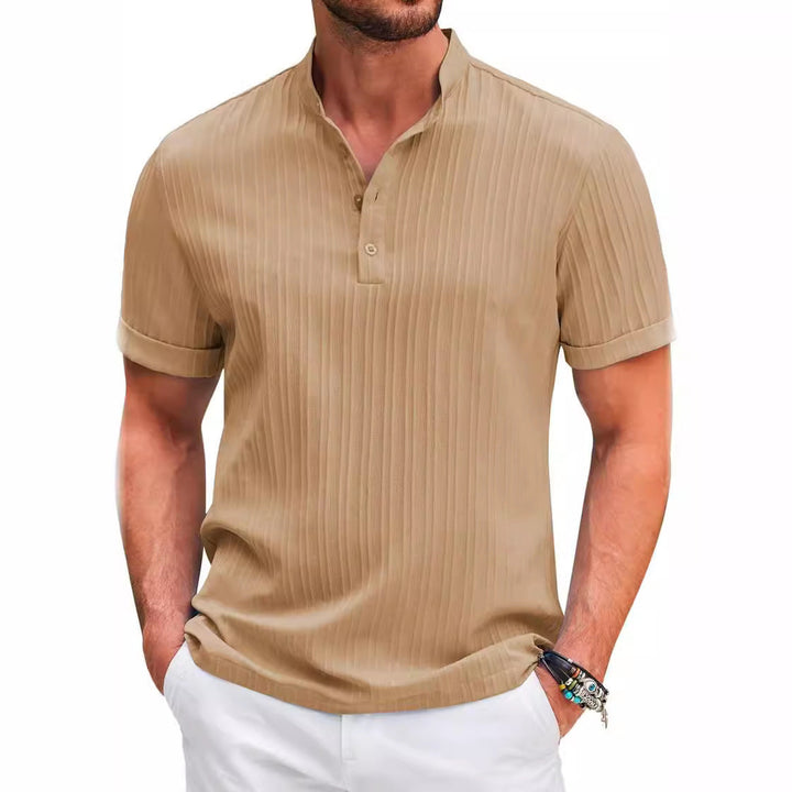 Herren Kurzarm Henley-T-Shirt mit strukturiertem Design Echoarchiv