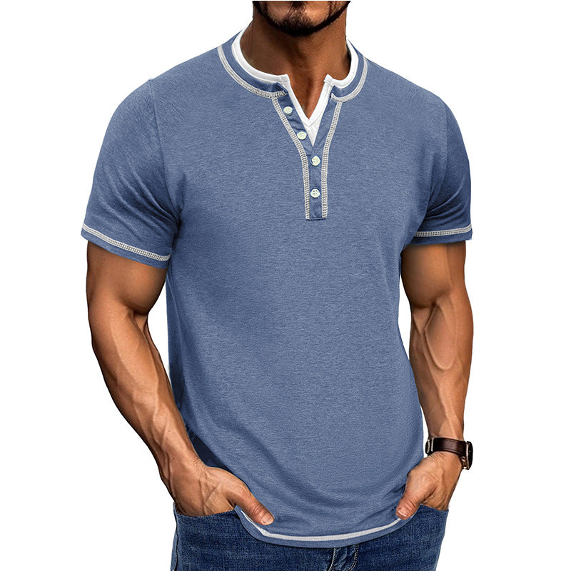 Herren Kurzarm-Henley-Shirt mit edler Knopfleiste und bequemen Schnitt Echoarchiv