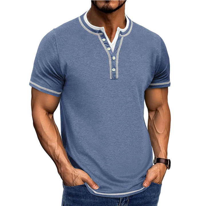 Herren Kurzarm-Henley-Shirt mit edler Knopfleiste und bequemen Schnitt Echoarchiv