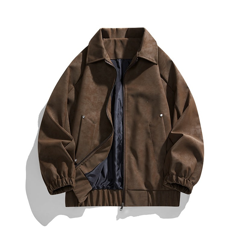 Herren Kunstvelours‑Bomberjacke im Oversize‑Boxy‑Cut mit Zwei‑Wege‑Reißverschluss & elastischem Saum Echoarchiv