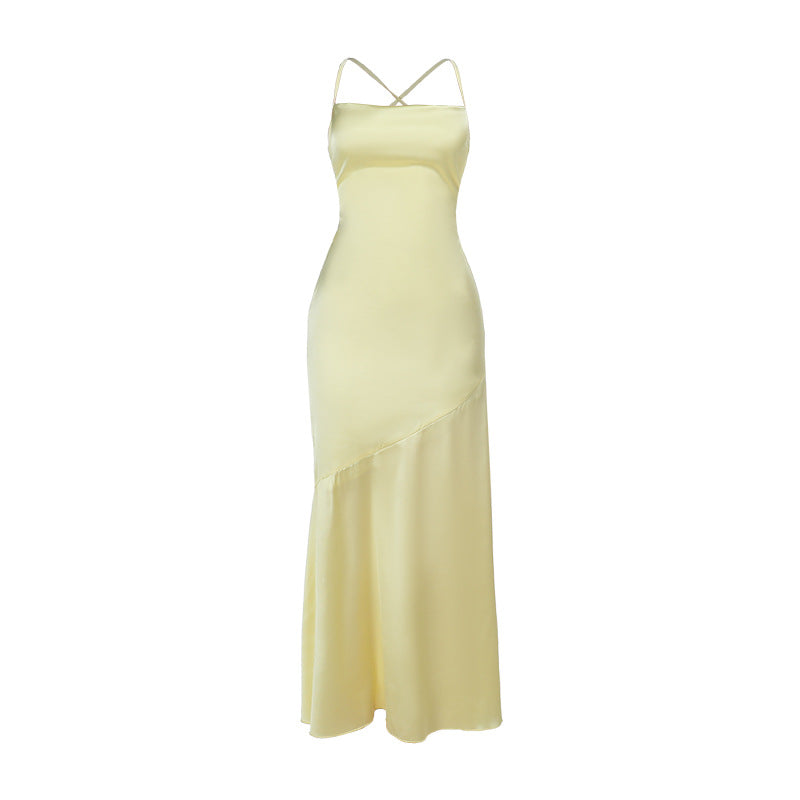 Damen Elegantes Maxikleid aus luxuriösem Satin mit verführerischem V-Ausschnitt Echo Archiv