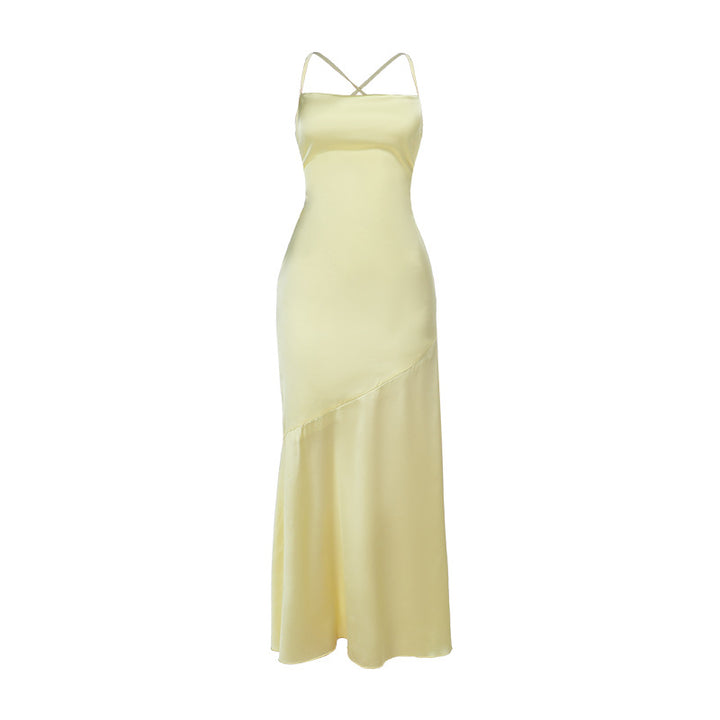 Damen Elegantes Maxikleid aus luxuriösem Satin mit verführerischem V-Ausschnitt Echo Archiv